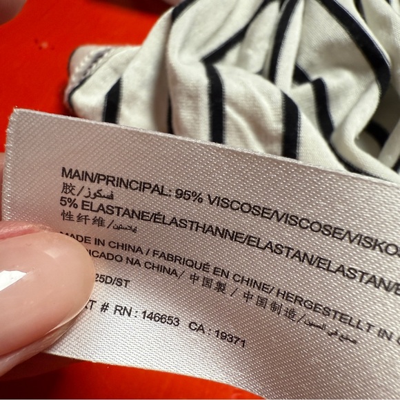 THE FIFTH LABLE CREAM W/ BLACK STRIPES DRESS FLOWING MEDIUM LEGNTH SLEEVES - Picture 7 of 8